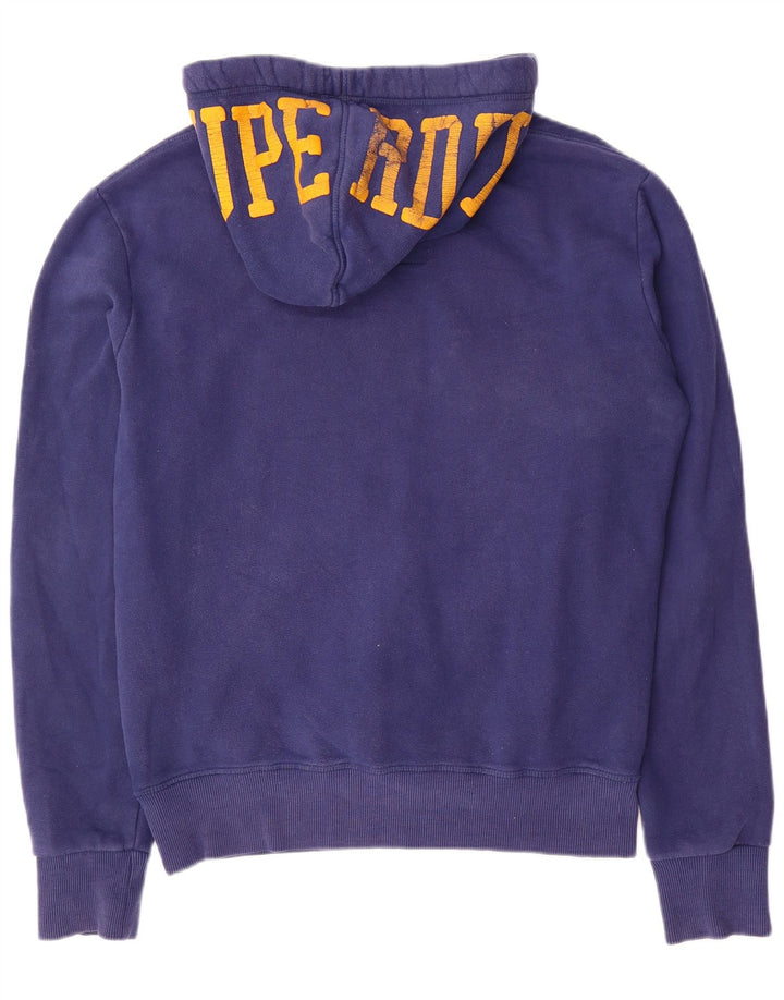 SUPERDRY Mens Graphic Hoodie Jumper Large Blue Cotton