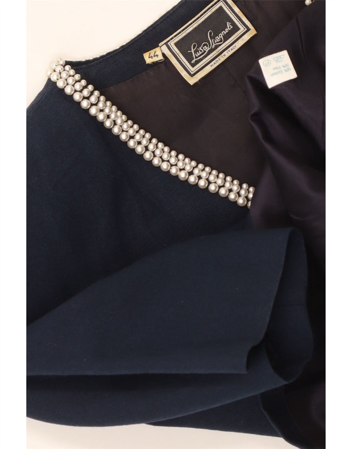 LUISA SPAGNOLI Womens 4 Button Blazer Jacket IT 44 Medium Navy Blue