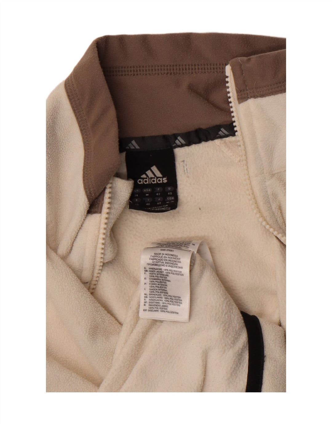 ADIDAS Womens Climawarm Fleece Jacket UK 14 Medium Off White Polyester Vintage Adidas and Second-Hand Adidas from Messina Hembry 