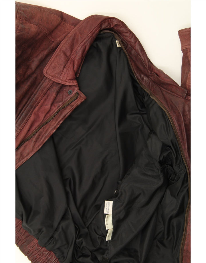 VINTAGE Mens Leather Jacket IT 50 Large Brown Leather