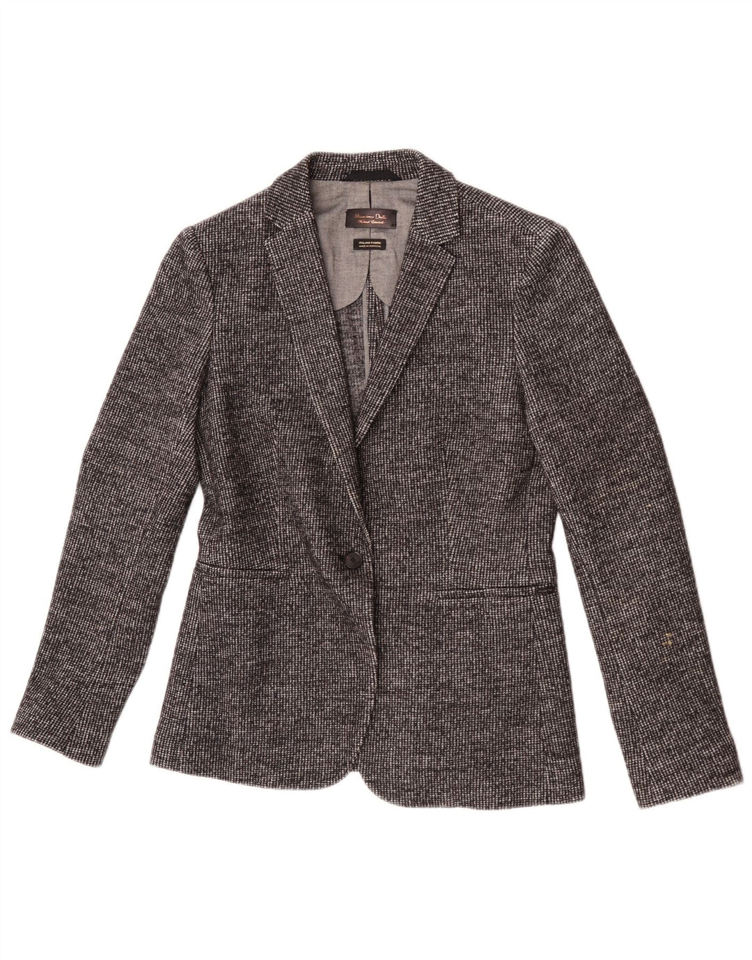 Massimo Dutti Womens 1 Button Blazer Jacket EU 40 Medium Grey Houndstooth
