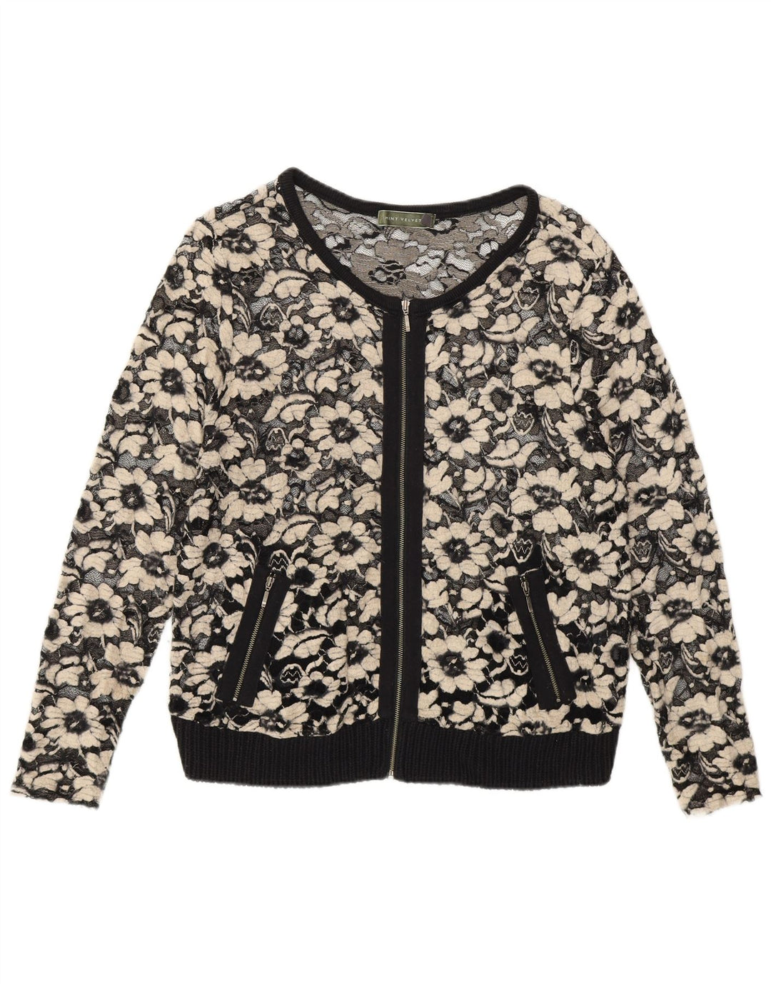 MINT VELVET Womens See Through Cardigan Top UK 14 Medium Black Viscose