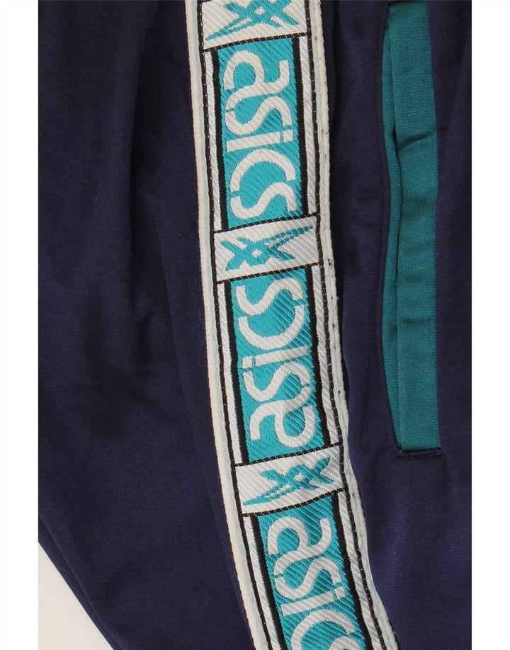 Asics Mens Graphic Tracksuit Trousers Medium Navy Blue Colourblock