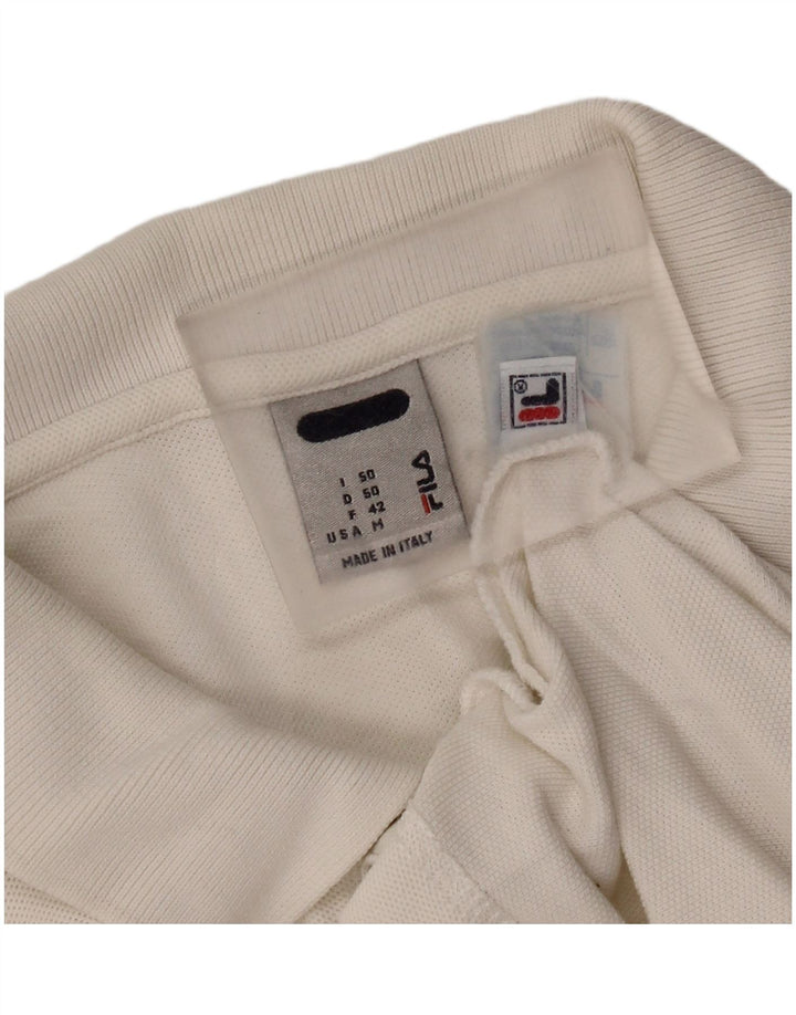 Fila Mens Polo Shirt IT 50 Medium White Cotton