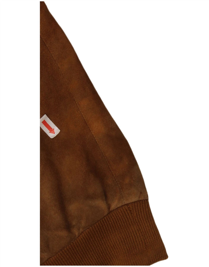 Vintage Mens Suede Bomber Jacket UK 42 XL Brown