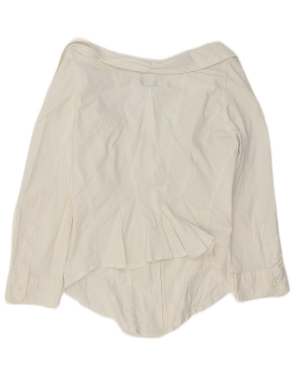 Armani Jeans Womens 3/4 Sleeve Crop Shirt IT 42 Medium White Cotton
