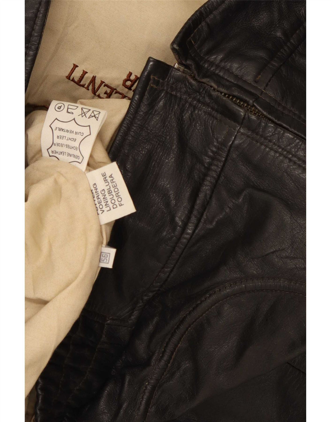 Vintage Mens Leather Jacket IT 56 3XL Black