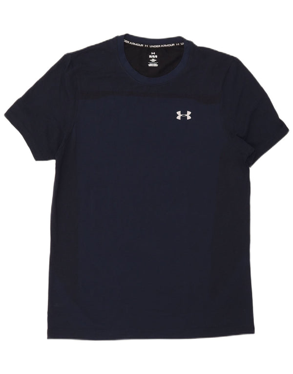 Under Armour Mens T-Shirt Top Large Navy Blue Nylon