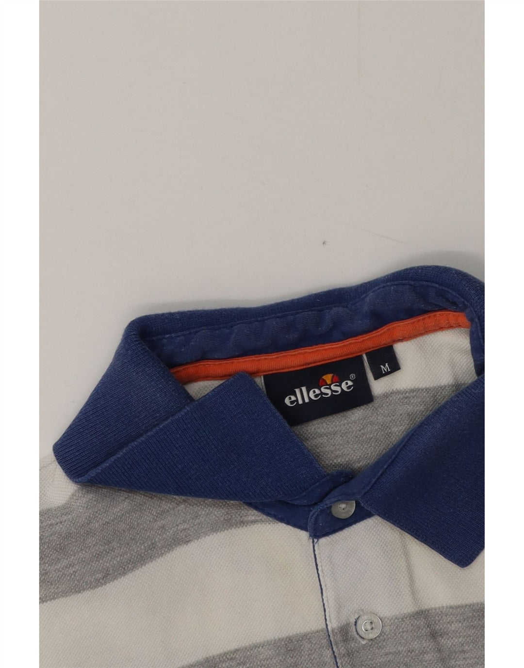 ELLESSE Mens Rugby Polo Shirt Medium Grey Striped