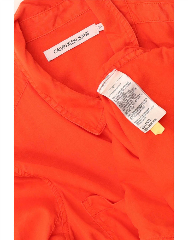Calvin Klein Jeans Womens Shirt UK 14 Medium Orange Lyocell