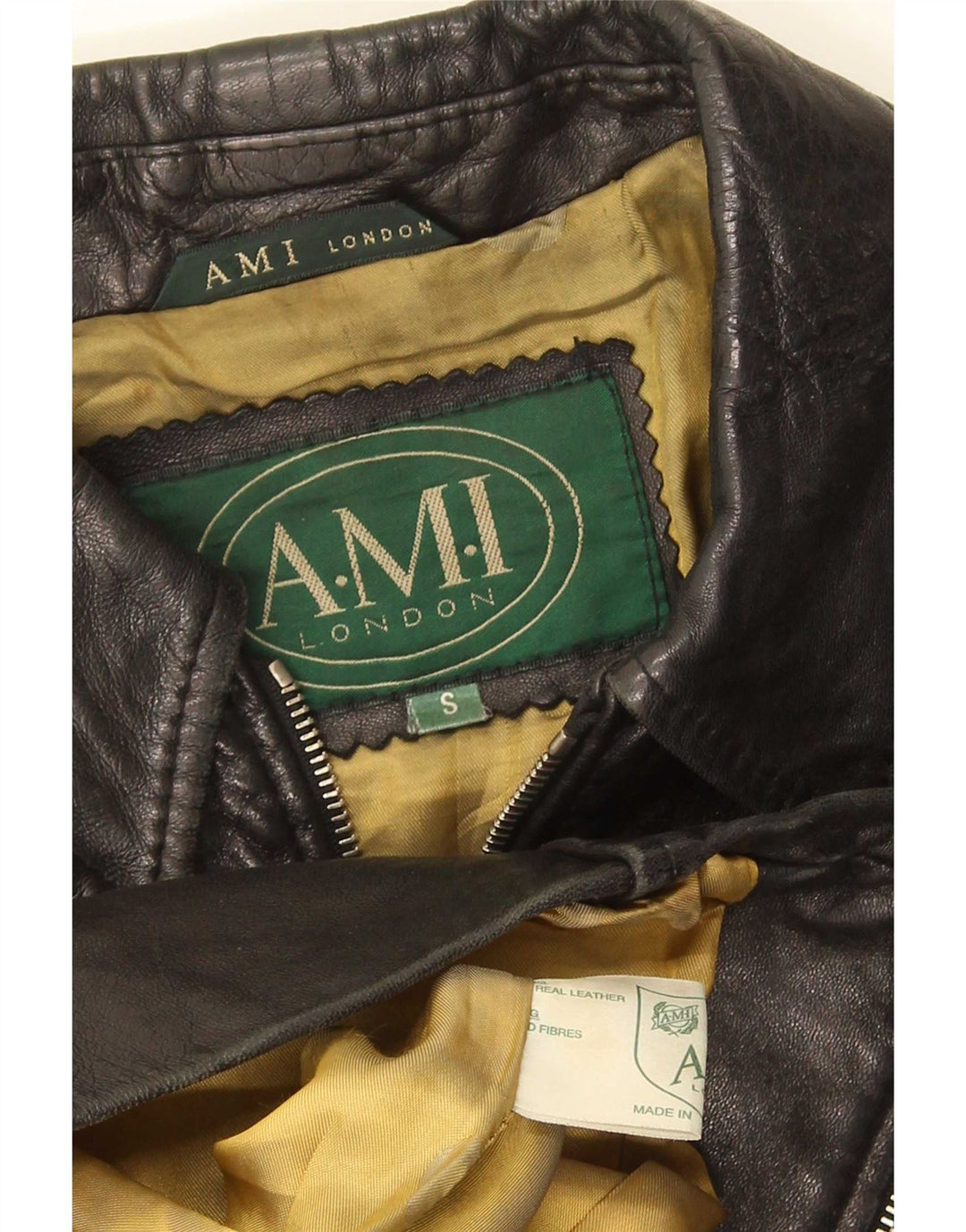 AMI Womens Leather Jacket UK 10 Small Black
