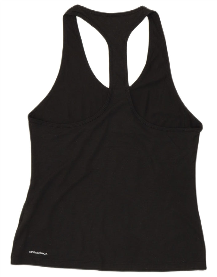 REEBOK Womens Graphic Vest Top UK 12/14 Medium Black Polyester