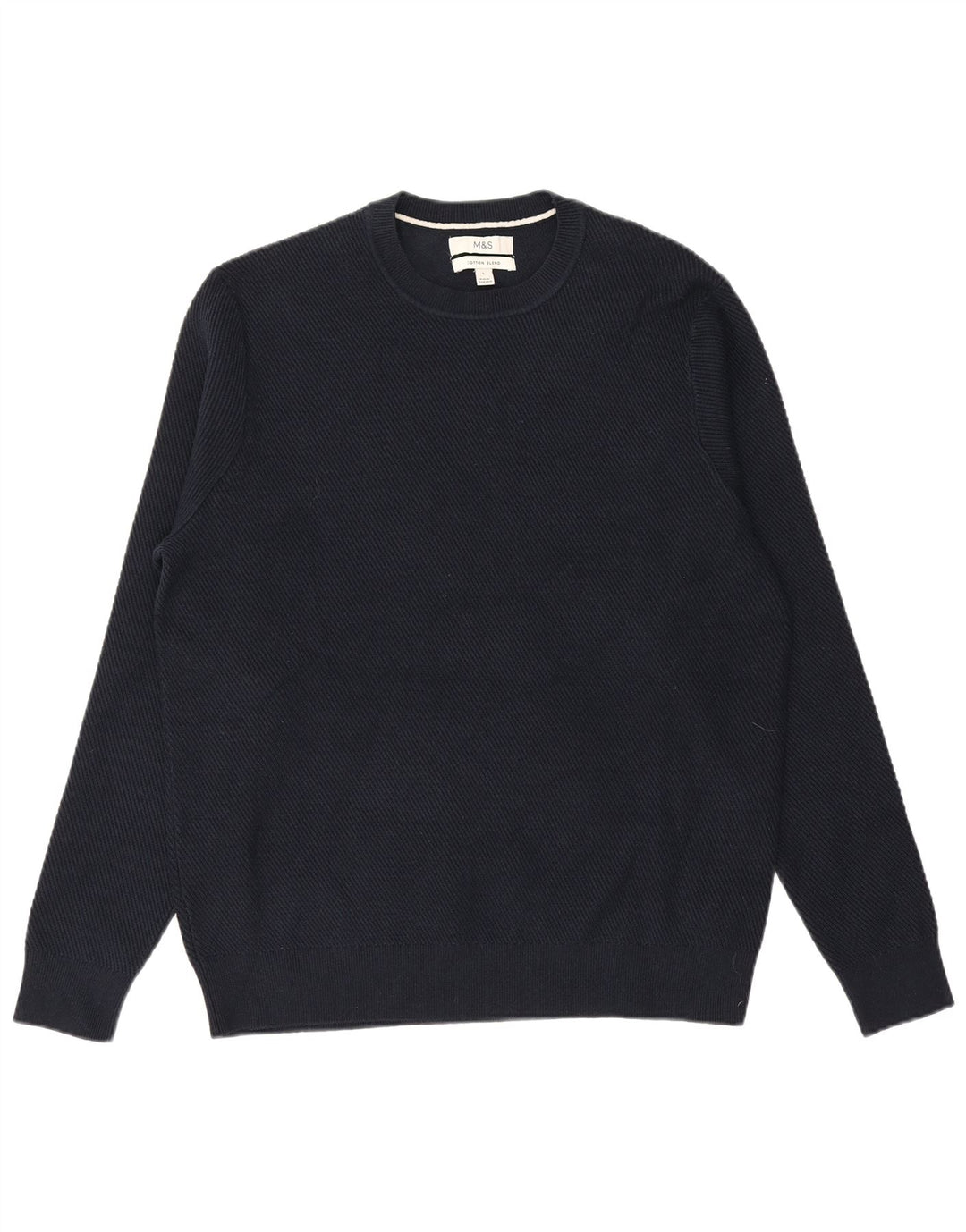 MARKS & SPENCER Mens Crew Neck Jumper Sweater Large Navy Blue Polyester
