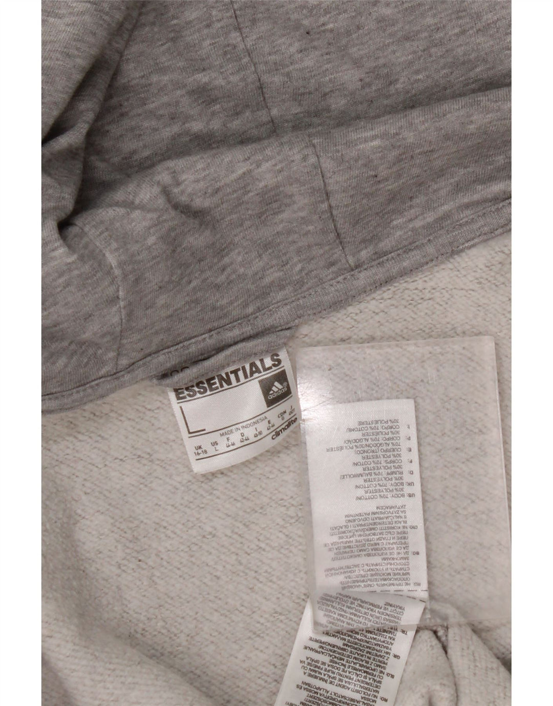 ADIDAS Womens Climalite Graphic Zip Hoodie Sweater UK 16/18 Large Grey