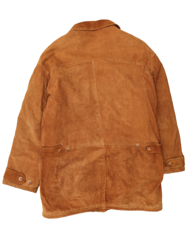 VINTAGE Mens Suede Jacket IT 52 XL Beige Leather