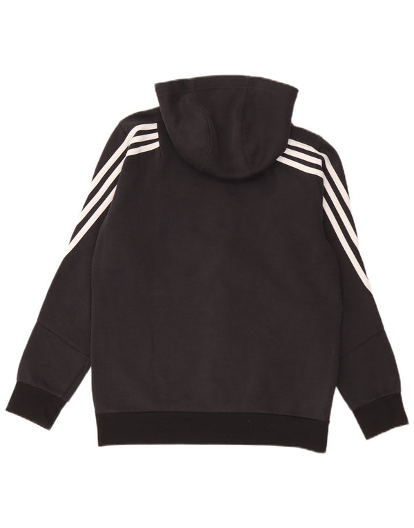 Adidas Boys Zip Hoodie Sweater 13-14 Years Black Cotton