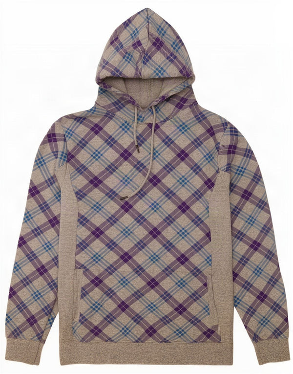 Jack & Jones Mens Hoodie Jumper XL Grey Plaid Cotton