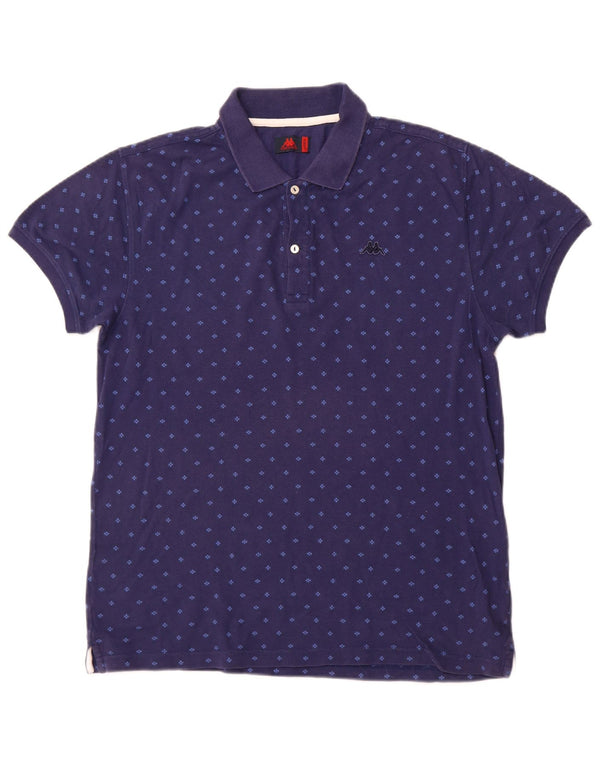 KAPPA Mens Polo Shirt XL Navy Blue Spotted Cotton