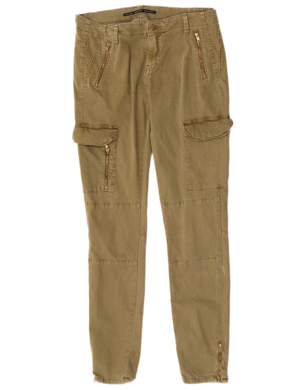 Zara Womens Slim Cargo Trousers EU 42 Large W32 L29 Khaki Cotton