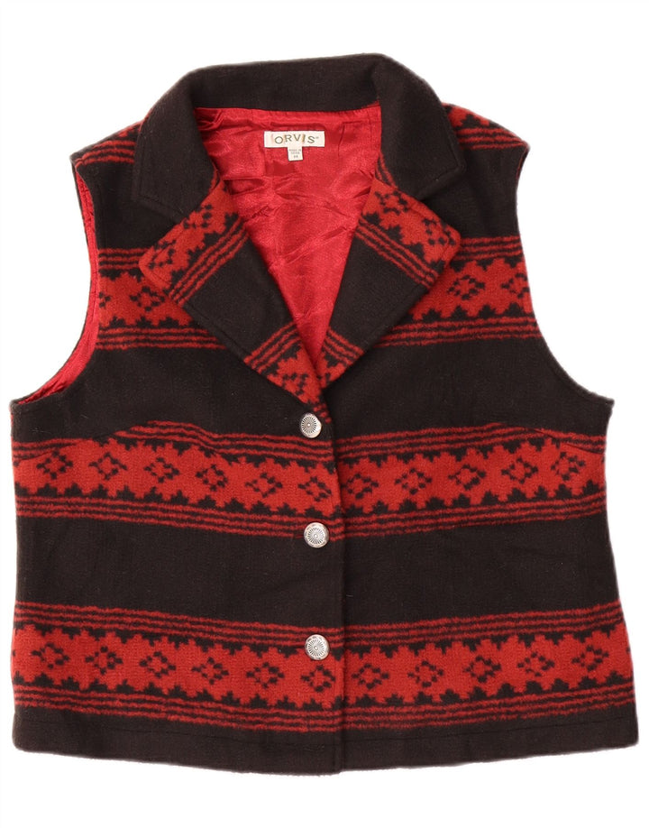 Orvis Womens Waistcoat UK 14 Medium Black Geometric Acrylic