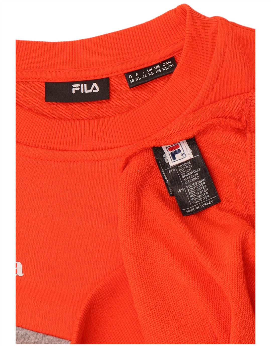 FILA Mens Graphic Sweatshirt Jumper XS Orange Colourblock Cotton