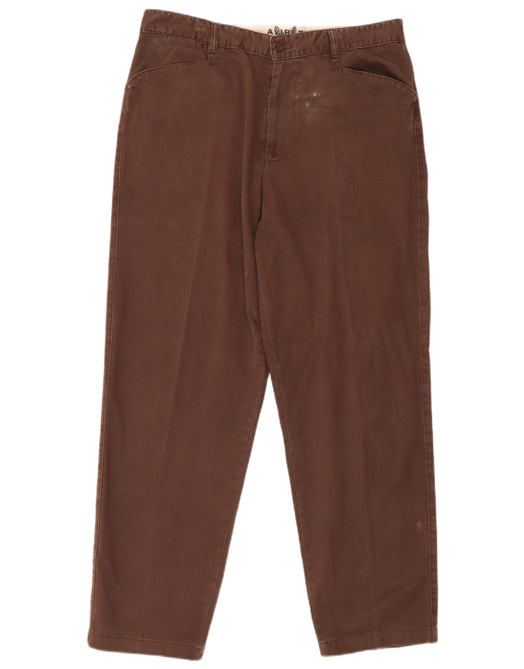 AVIREX Mens Straight Casual Trousers W38 L32  Brown Cotton