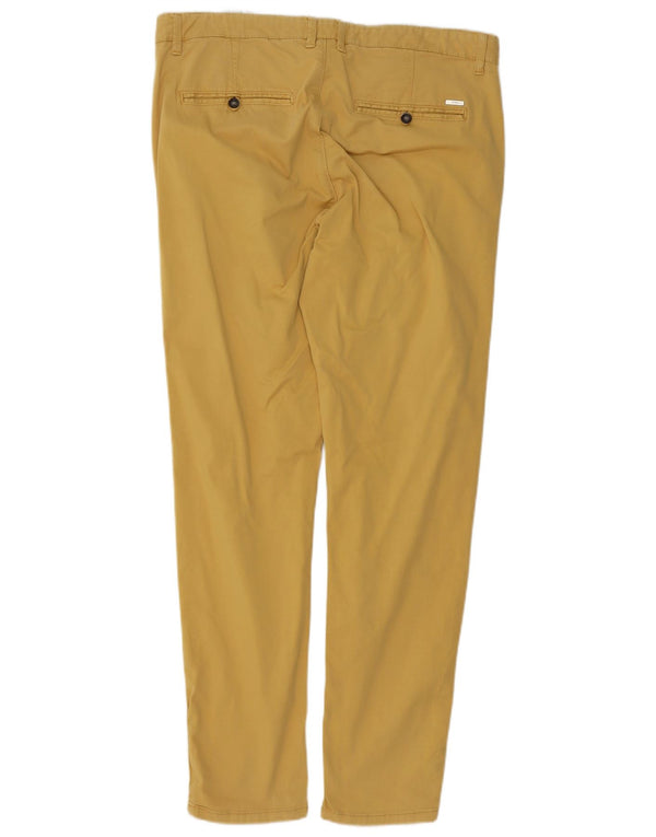 Zara Mens Slim Chino Trousers EU 46 XL W36 L32 Yellow Cotton