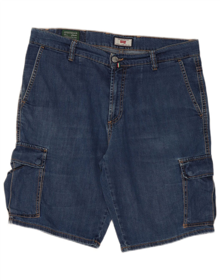 CARRERA Mens Cargo Denim Shorts W34 Large  Blue Cotton