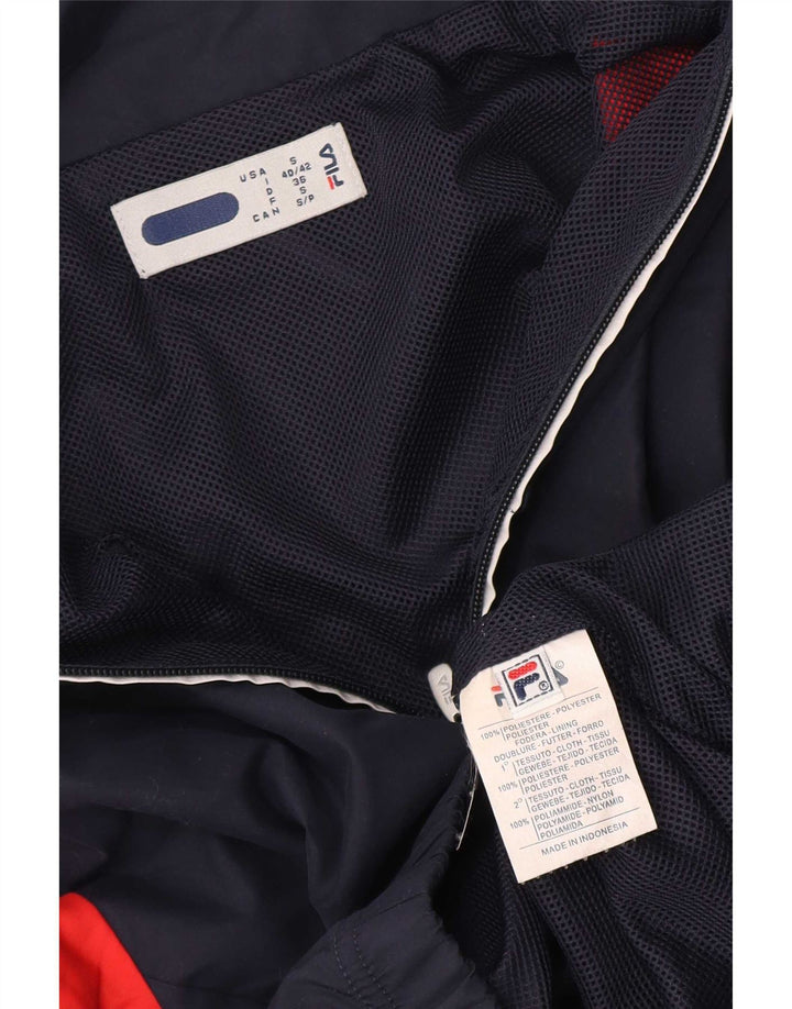 Fila Womens Tracksuit Top Jacket UK 10 Small Navy Blue Colourblock