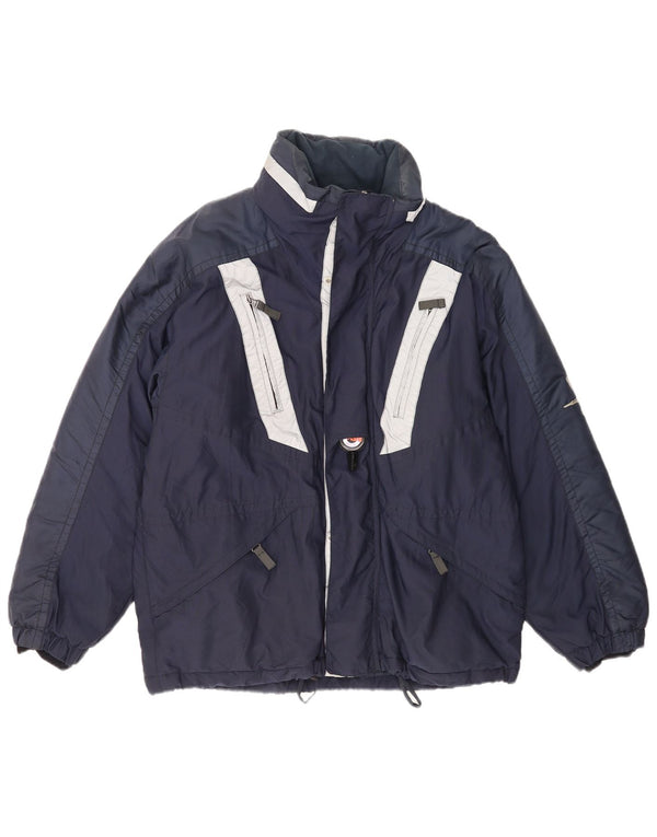 Belfe & Mens Ski Jacket IT 48 Medium Navy Blue Colourblock Polyamide