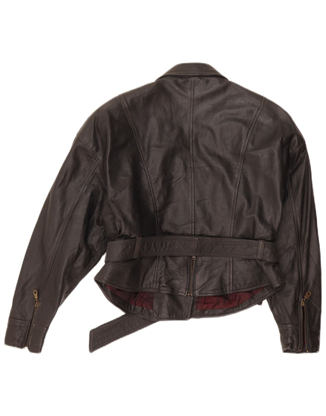 Vintage Womens Leather Biker Jacket IT 44 Medium Black Leather