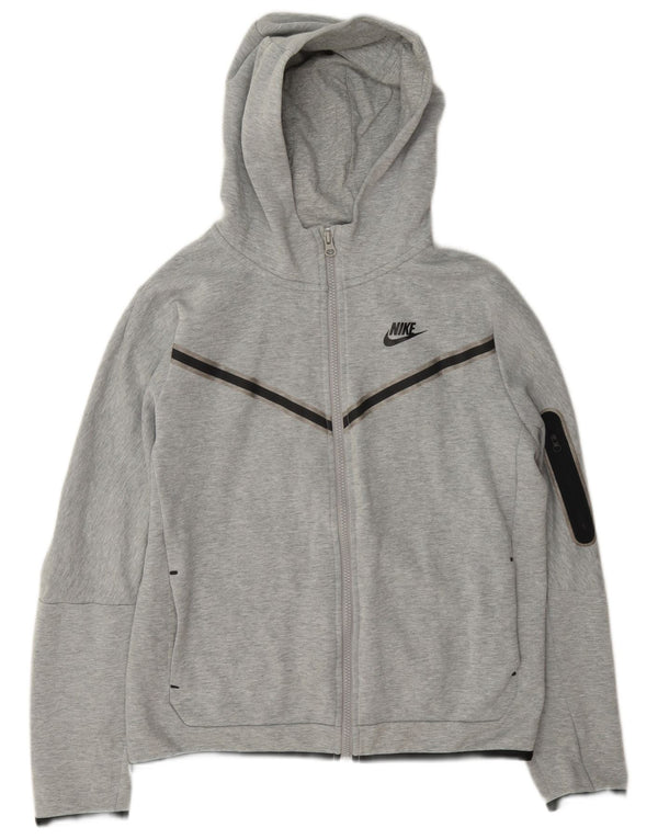 Nike Boys Zip Hoodie Sweater 13-14 Years XL Grey Flecked Cotton