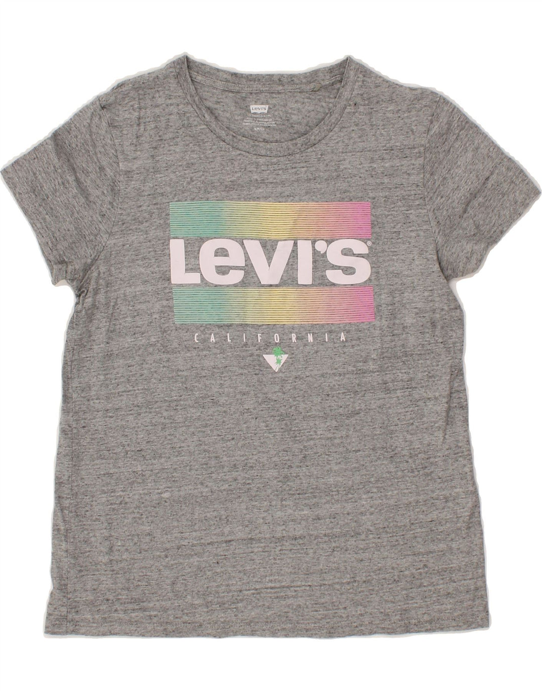 LEVI'S Womens Graphic T-Shirt Top UK 10 Small Grey Vintage Levi's and Second-Hand Levi's from Messina Hembry 