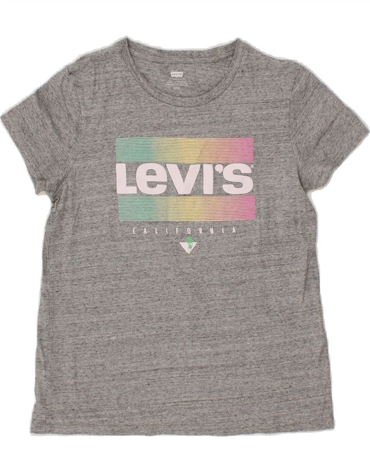 LEVI'S Womens Graphic T-Shirt Top UK 10 Small Grey Vintage Levi's and Second-Hand Levi's from Messina Hembry 
