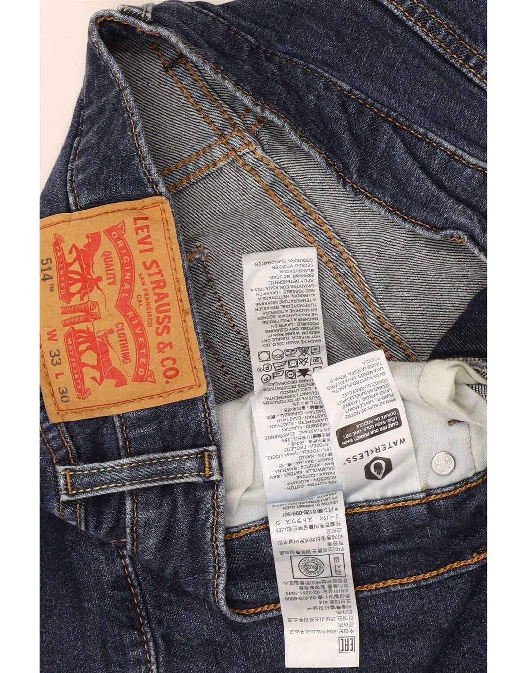 Levi's Mens 514 Straight Jeans W33 L23 Blue Cotton