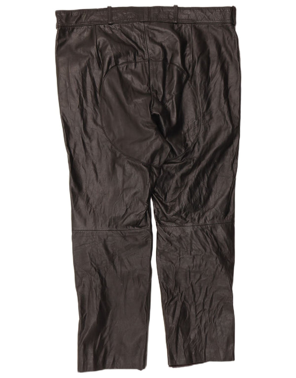 Vintage Mens Moto Racer Leather Trousers W38 L26 Black