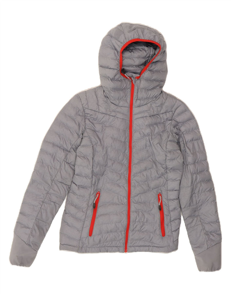 COLUMBIA Womens Omni-Heat Hooded Padded Jacket UK 10 Small Grey Polyester Vintage Columbia and Second-Hand Columbia from Messina Hembry 