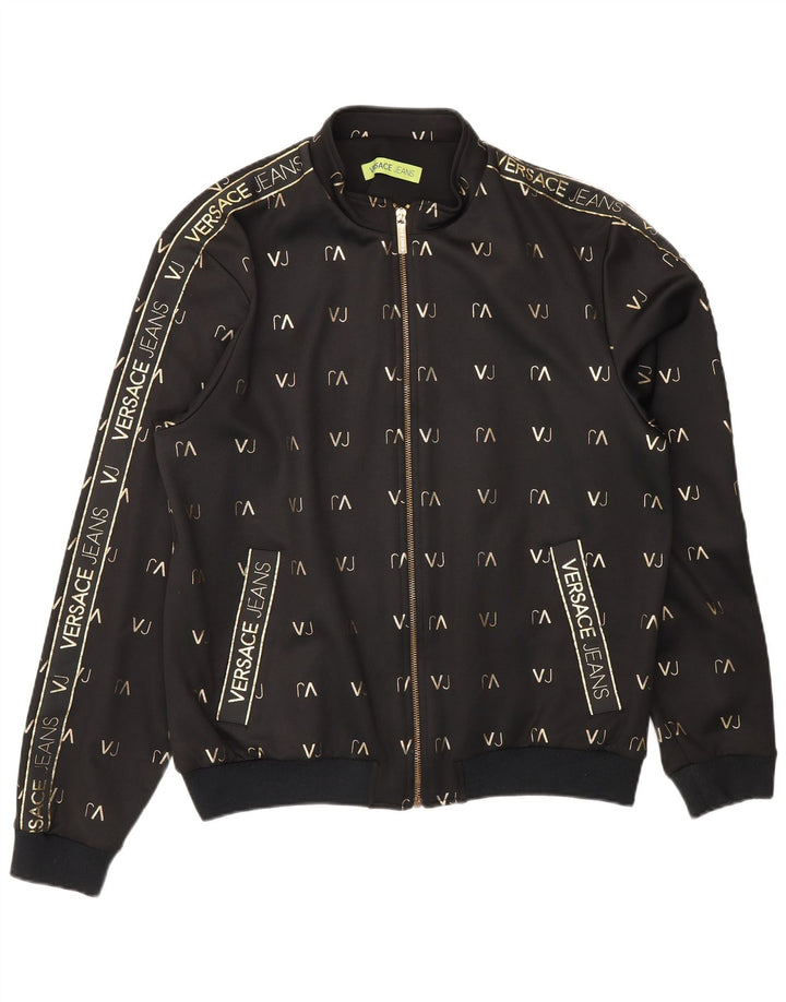 Versace Mens Graphic Tracksuit Top Jacket XL Black Polyester Sports