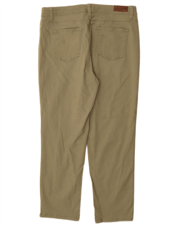 CALVIN KLEIN Womens Tapered Casual Trousers US 10 Large W30 L27 Green
