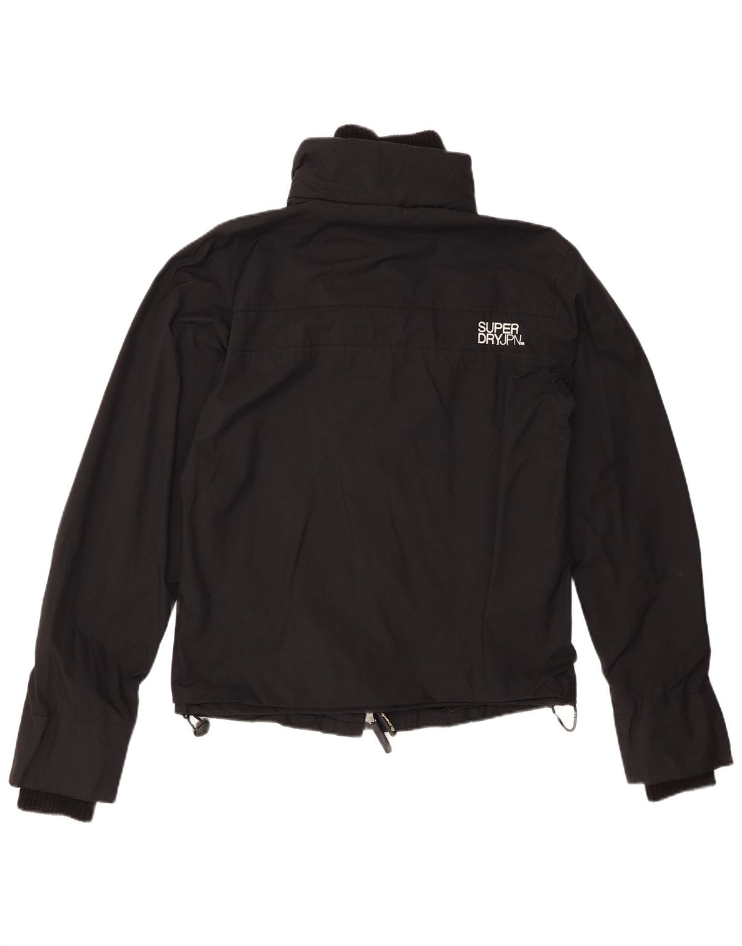 SUPERDRY Womens Graphic Rain Jacket UK 14 Medium Black Nylon