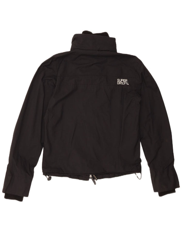 SUPERDRY Womens Graphic Rain Jacket UK 14 Medium Black Nylon