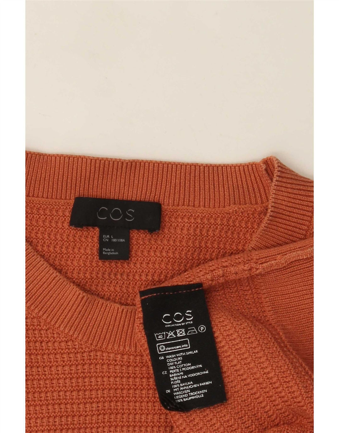 Cos Mens Crew Neck Jumper Sweater Large Orange Cotton