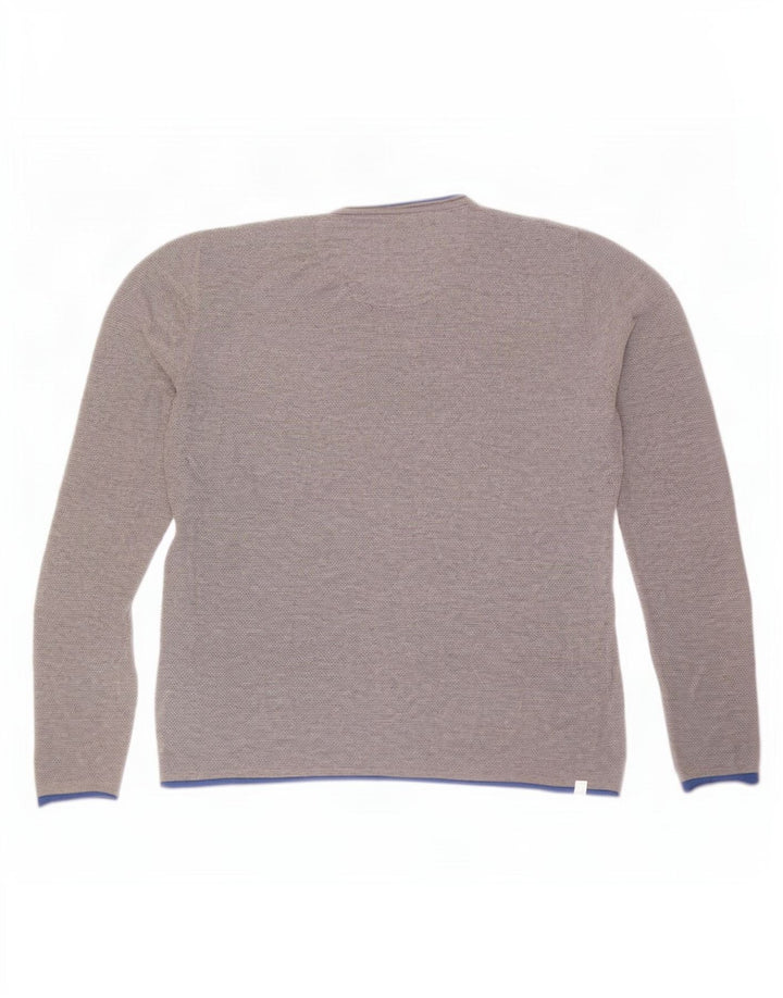 Fred Mello Mens V-Neck Jumper Sweater Medium Grey