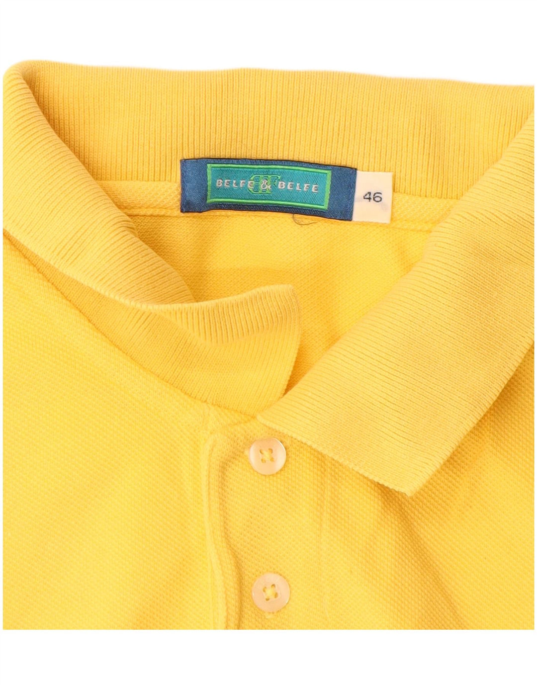 Belfe & Belfe Mens Polo Shirt IT 46 Small Yellow Cotton