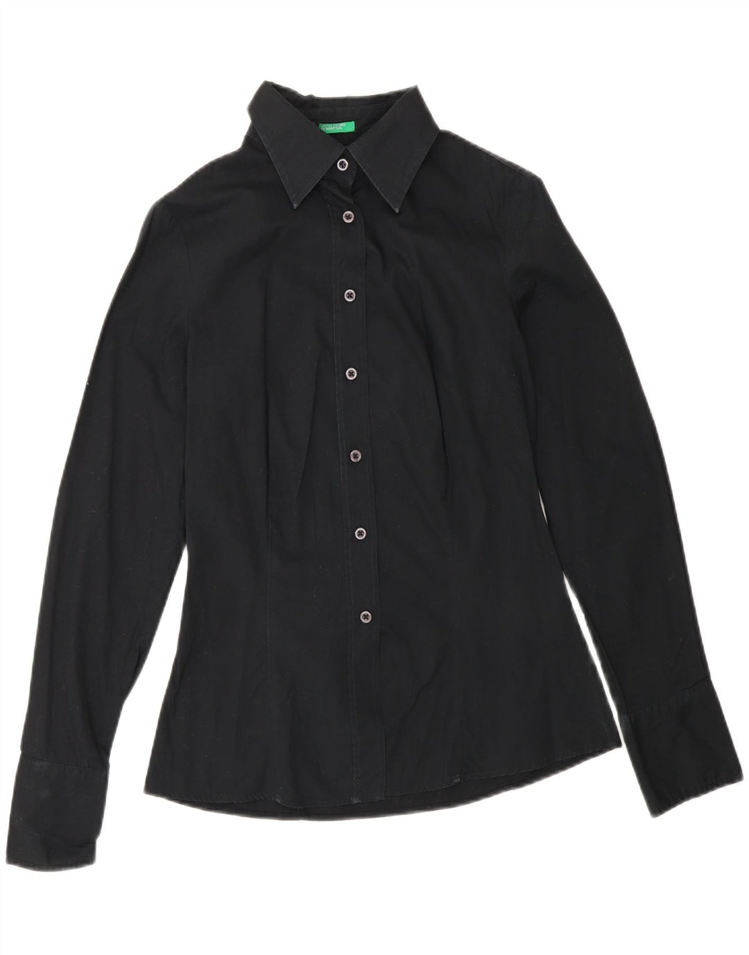 BENETTON Womens Shirt UK 10 Small Black Cotton
