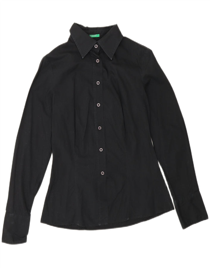 BENETTON Womens Shirt UK 10 Small Black Cotton