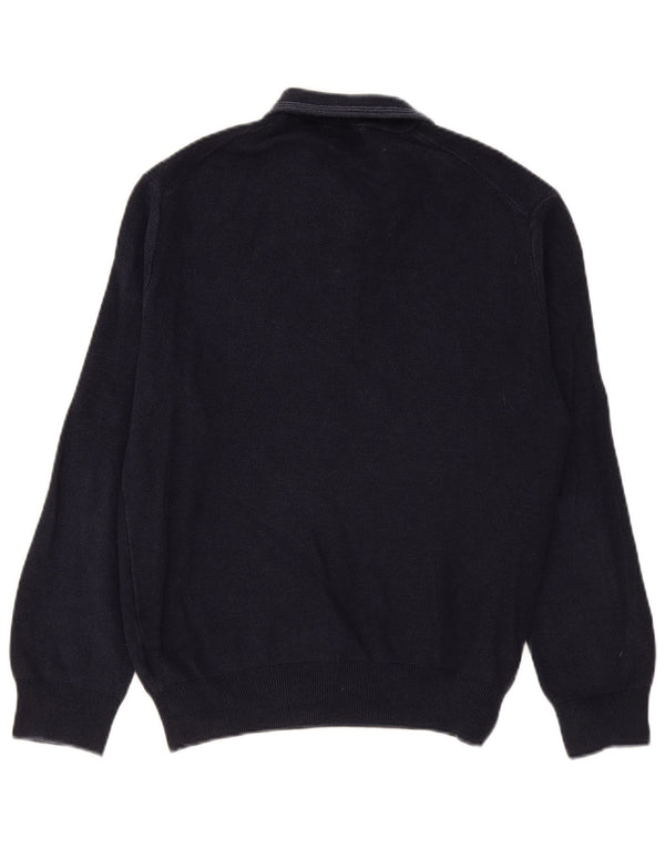 Polo Ralph Lauren Mens Zip Neck Jumper Sweater Large Navy Blue Cotton