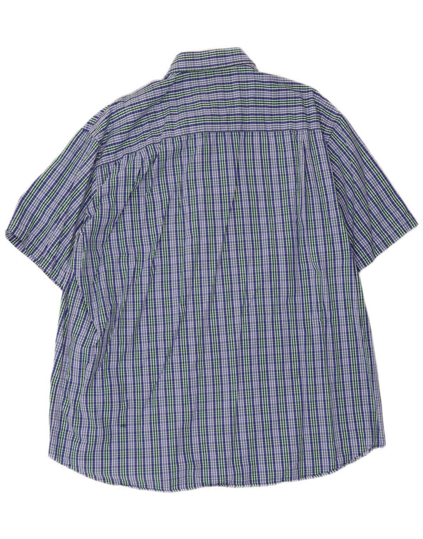 Paul & Shark Mens Yachting Short Sleeve Shirt Size 45 17 3/4 XL Blue Check