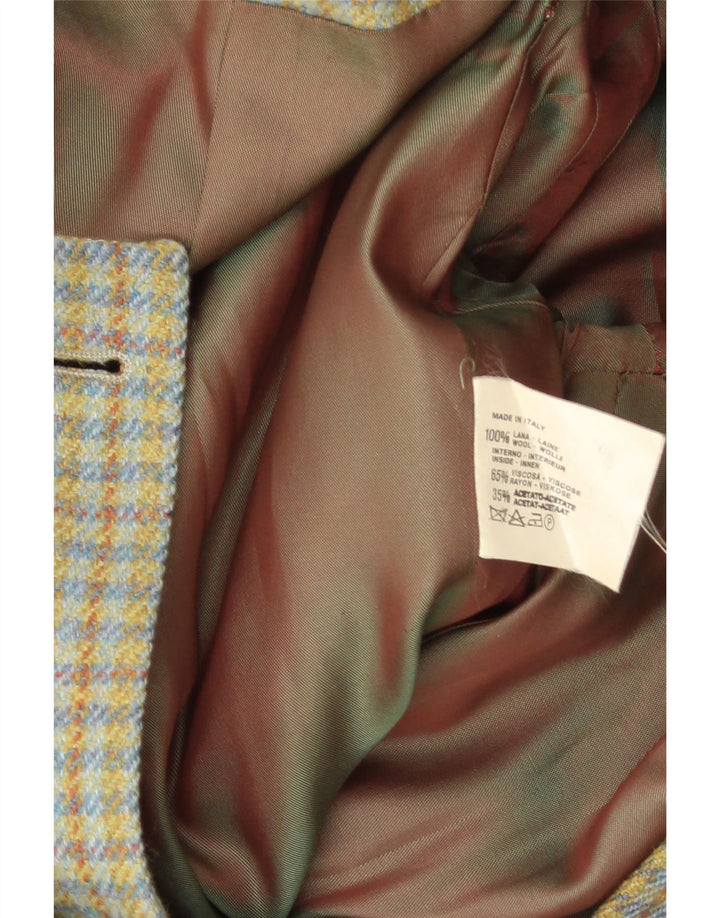 Henry Cottons Womens 3 Button Blazer Jacket IT 42 Medium Green Gingham Wool