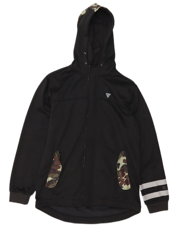 Guess Boys Zip Hoodie Sweater 13-14 Years Black Camouflage Cotton